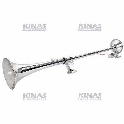 BOCINA AIRE FRANCESA RERONDA CROMADA 12/24V 1000MM | HX10305