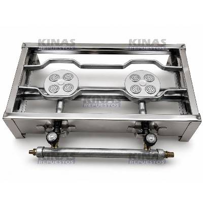 COCINA PORTATIL A GAS INOX 2 BOCAS (SIN MANGUERA) | RD-05