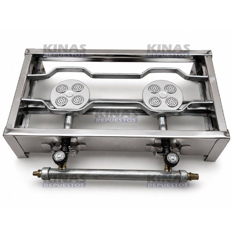 COCINA PORTATIL A GAS INOX 2 BOCAS (SIN MANGUERA) | RD-05