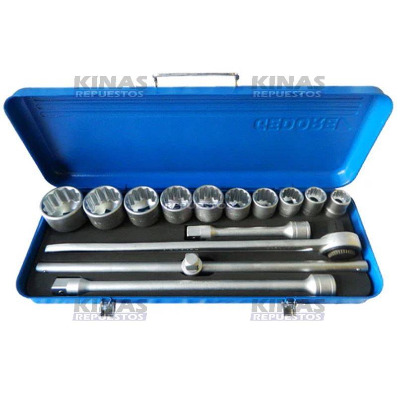 JUEGO LLAVE TUBO 3/4 10PZ (ESTRIADO) 22 A 50MM | GD017201