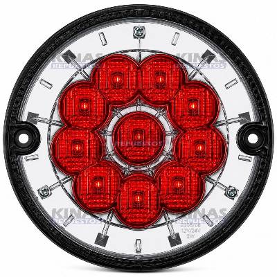 FARO SENALERA CRISTAL/ROJO LED 24V TRASERO CARRETA RANDON REDONDO 125MM | 8012.24.325