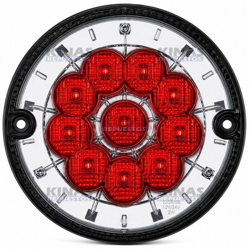 FARO SENALERA CRISTAL/ROJO LED 24V TRASERO CARRETA RANDON REDONDO 125MM | 8012.24.325