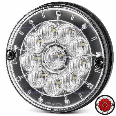 FARO SENALERA CRISTAL/ROJO LED 24V TRASERO CARRETA RANDON REDONDO 125MM | 8012.24.325
