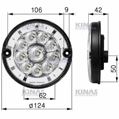 FARO SENALERA CRISTAL/ROJO LED 24V TRASERO CARRETA RANDON REDONDO 125MM | 8012.24.325