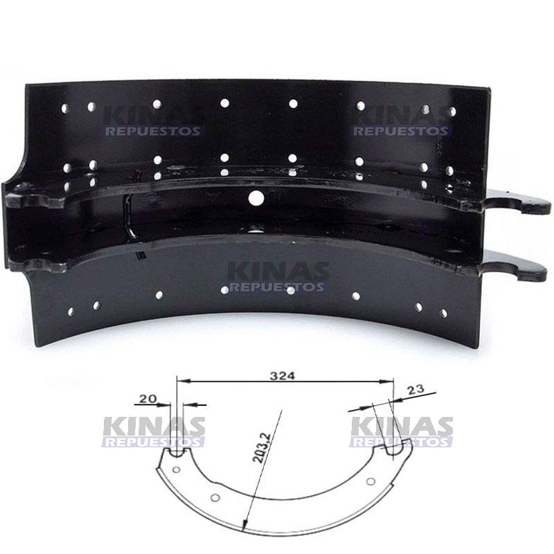 ZAPATA FRENO CARRETA 8" FIBRA CA32/DUR332/TH4516 (MODERNO) | MB10178/1727/CA32-DC332/FM64