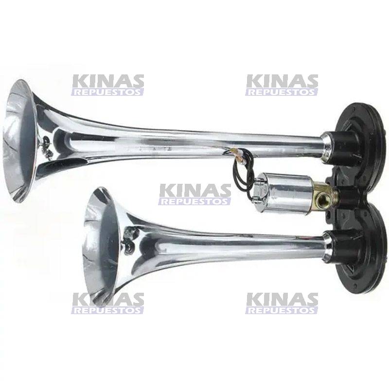 BOCINA CORNETA DOBLE CROMADA 12V | GB-1005/GB1005