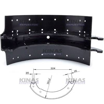 ZAPATA FRENO CARRETA 8" FIBRA CA32/DUR332/TH4516 (MODERNO) | MB10181/DC-332/CA32/K1831/BZ-0181