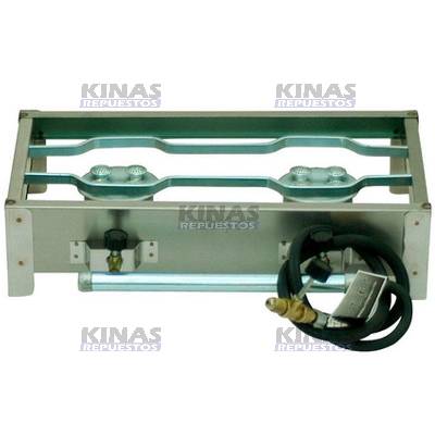 COCINA PORTATIL A GAS INOX 2 BOCAS (CON MANGUERA) | 17853/E005