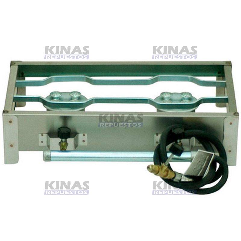 COCINA PORTATIL A GAS INOX 2 BOCAS (CON MANGUERA) | 17853/E005