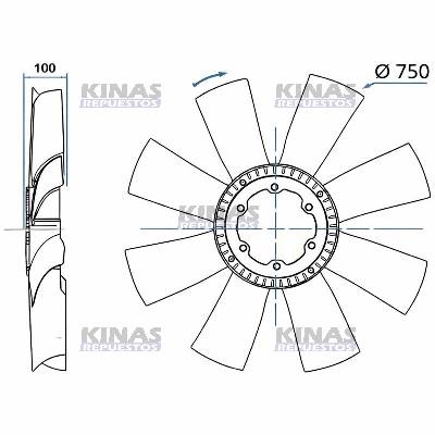 HELICE VENTILADOR MOTOR SCANIA 124/S4 8PA/75CM S/VISCO (CABINE ALTA) | 041.406/1392261/1393424/571082